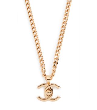 Vintage Chanel + Gold Turnlock Long Necklace