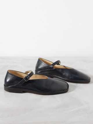 Lemaire + Buckle-Strap Leather Ballerina Flats