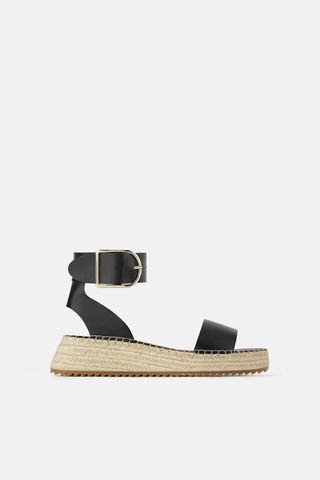 Zara + Mini Leather Wedges With Ankle Strap