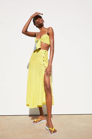 Zara + Polka Dot Print Skirt