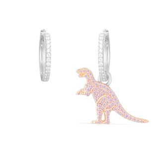 APM Monaco + Asymmetric Silver Earrings With Little Pink Rexy