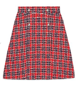 Gucci + Tweed Check A-Line Skirt