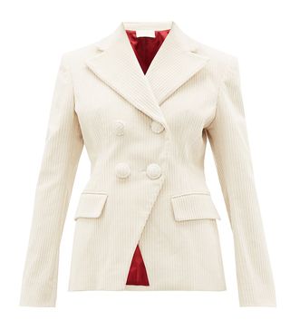 Sara Battaglia + Double-Breasted Cotton-Blend Jumbo Corduroy Jacket