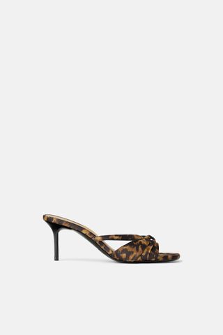 Zara + Animal Print Mid-Height Heeled Sandals