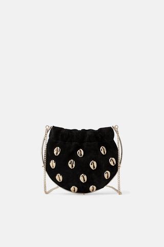 Zara + Leather Mini Crossbody Bag With Shells