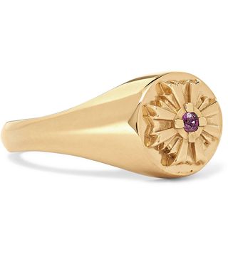 Meadowlark + August Gold-Plated Ruby Signet Ring