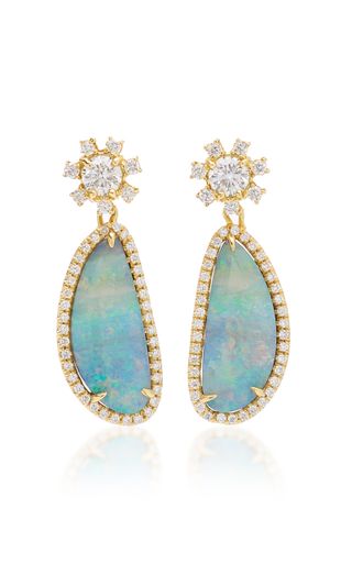 Octavia Elizabeth + Halo 18k Gold Opal Drop Earrings