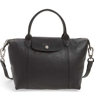 Longchamp + Small Le Pliage Cuir Leather Top Handle Tote