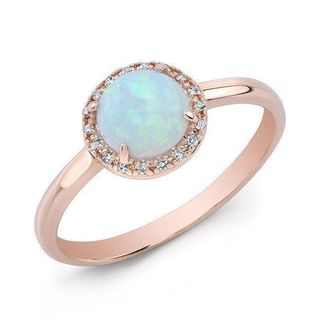Anne Sisteron + 14k White Opal & Diamond Solitaire Ring