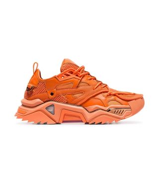 Calvin Klein 205W39NYC + Orange Strike Chunky Low-Top Leather Sneakers