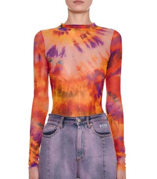 MSGM + Tie-Dye Long-Sleeve Fitted Top