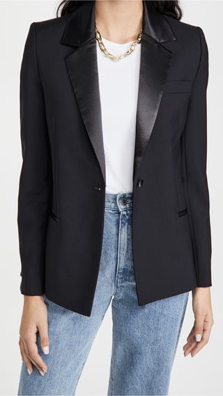 Victoria Victoria Beckham + Slim Fit Wool Mohair Tuxedo Jacket