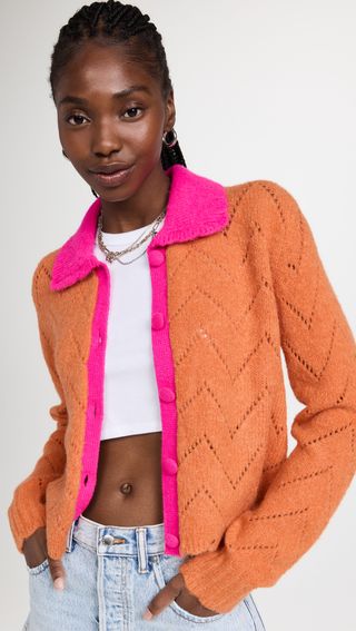 Kitri + Dolly Orange and Pink Cardigan