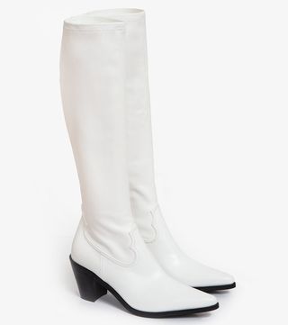Pixie Market + White Knee High Western Boots