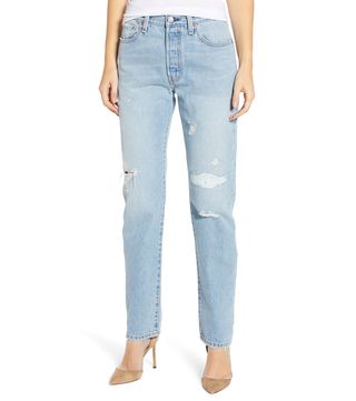 Levi's + 501 High Waist Ripped Skinny Jeans