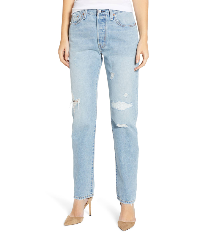 Levi's + 501 High Waist Ripped Skinny Jeans