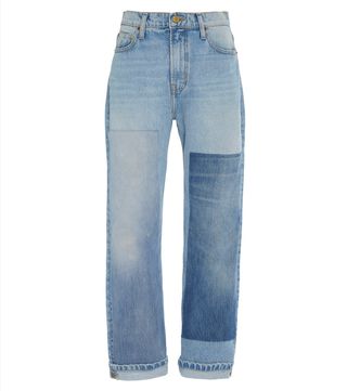 B Sides + Arts Patchwork-Effect Mid-Rise Straight-Leg Jeans
