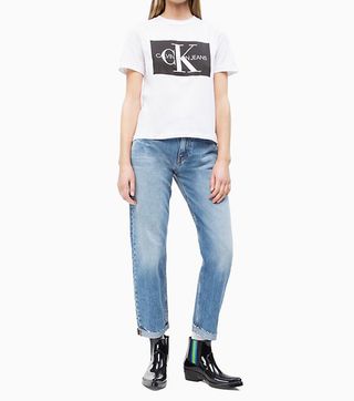 Calvin Klein + Boy Mid Rise Straight Blue Jeans