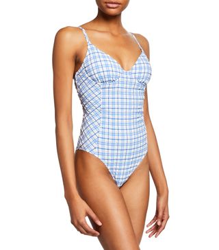 Tory Burch + Gingham-Print One-Piece Swimsuit