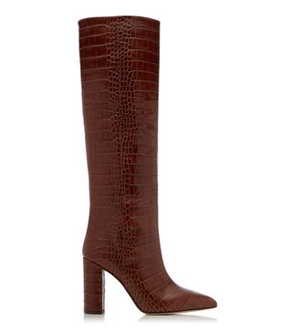 Paris Texas + Croc-Embossed Leather Knee Boots