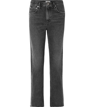 Agolde + Cherie Distressed High-Rise Straight-Leg Jeans