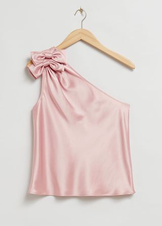 & Other Stories + One Shoulder Satin Bow Top
