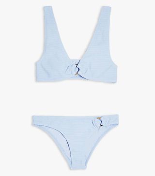 Topshop + Pale Blue Crinkle Bikini Set