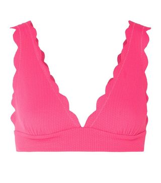 Marysia + Santa Clara Scalloped Stretch-Crepe Bikini Top