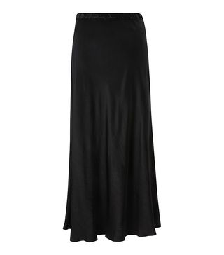 Finery + Alberte Satin Skirt in Black