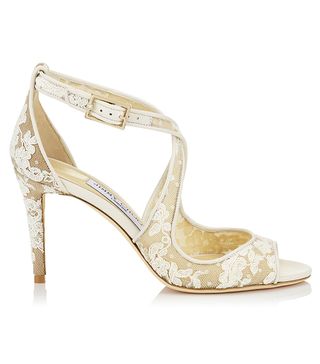 Jimmy Choo + Ivory Floral Lace Emily Sandals