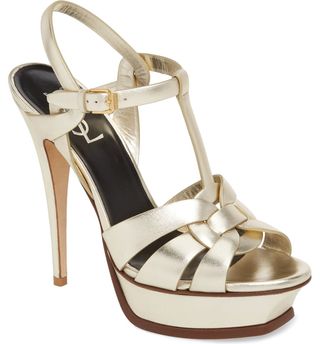 Saint Laurent + Tribute Metallic Platform Sanda