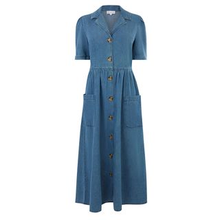 Warehouse + Denim Button Midi Dress
