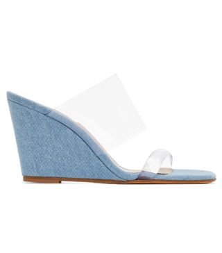 Maryam Nassir Zadeh + Transparent & Blue Olympia Wedge Sandals