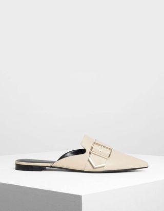 Charles & Keith + Metallic Detailed Pointed Mules