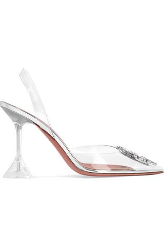 Amina Muaddi + Begum Crystal-Embellished PVC Slingback Pumps