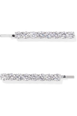 Kenneth Jay Lane + Silver-Tone Crystal Hair Slides