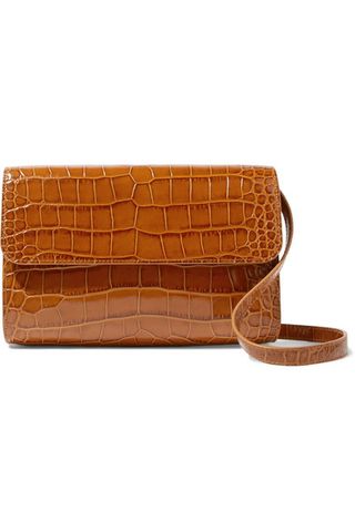 By Far + Cross-Over Croc-Effect Leather Shoulder Bag