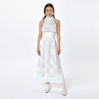 Rowen Rose + Draped Damier Dress