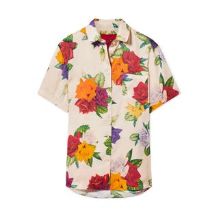 Commission + Banker Floral-Print Satin-Twill Shirt