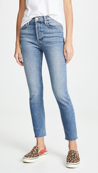 Re/Done + High Rise Ankle Jeans