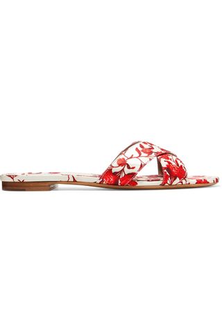 Tabitha Simmons + Johanna Ortiz + Lassie Floral-Print Satin-Twill Slides