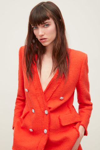Zara + Jewel Button Tweed Jacket