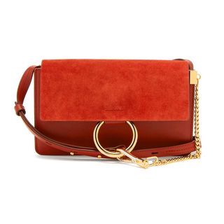 Chloé + Faye Small Suede and Leather Shoulder Bag