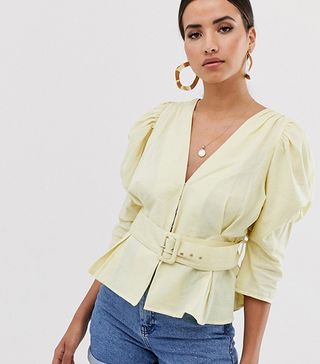 ASOS Design + Textured Wrap Top