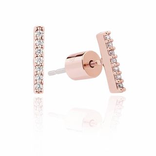 Astrid & Miyu + Hold on Small Bar Earrings in Rose Gold