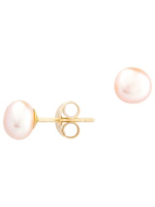 A B Davis + 9ct Gold Freshwater Pearl Stud Earrings (Pink)