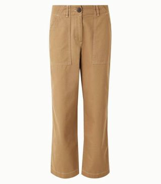 Marks and Spencer + Pure Cotton Wide-Leg Cropped Trousers