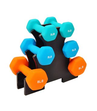 BalanceFrom + Colored Neoprene Coated Dumbbell Set with Stand