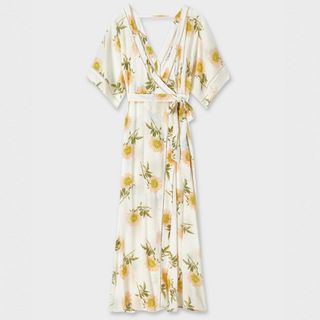Miss Selfridge + Ivory Floral Print Kimono Sleeve Maxi Dress