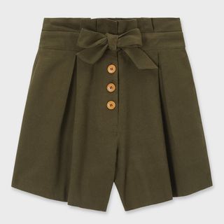 Miss Selfridge + Khaki Tie-Waist Shorts